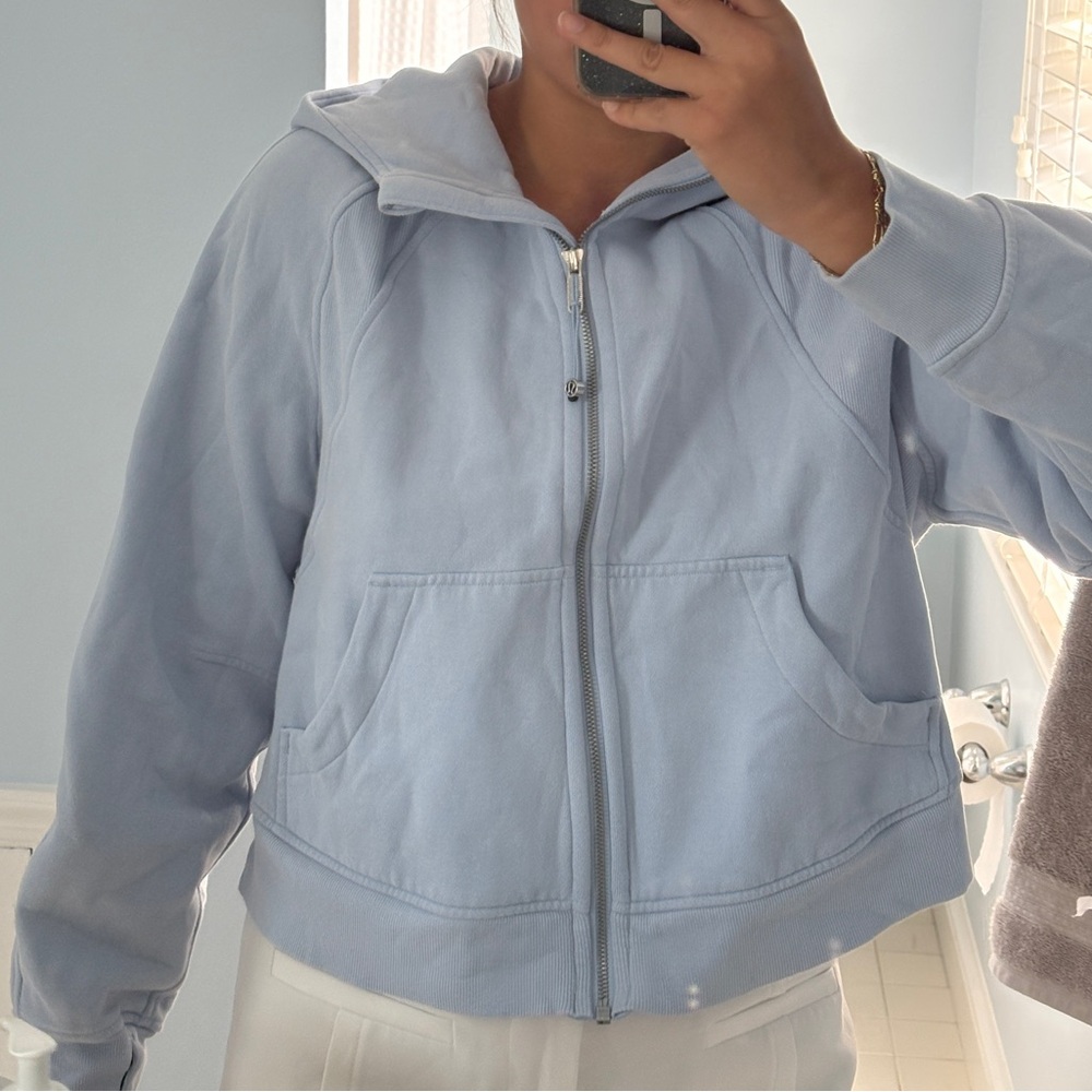 Lululemon Scuba Half-Zip Hoodie Light Blue.
